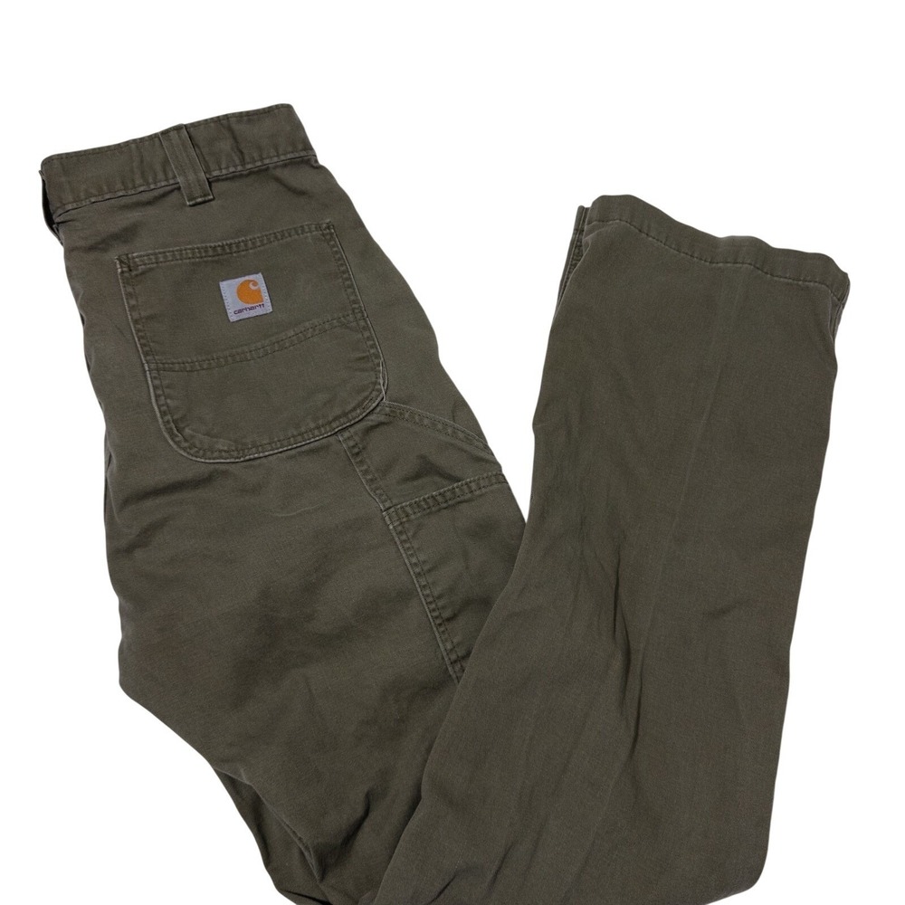Carhartt Pants Mens 34x34 Olive Canvas Carpenter Relaxed Fit Workwear Utility